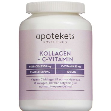 Apotekets Kollagen + C- Vitamin 100 stk - Kollagenpulver test - Dinskønhed.dk